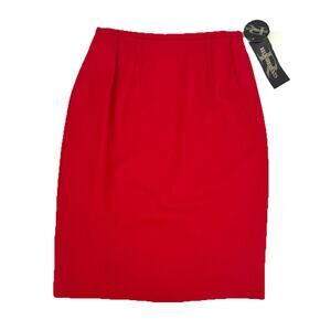 VTG Requirements Womens Size 10 Red Wool Pleated Pencil Skirt Career Academia